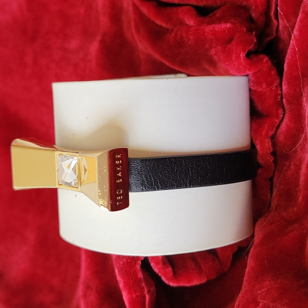 Ted Baker Leather/Gold bow Bracelet